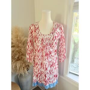NWT Boden Toulon Tunic Top Womens Size 2 Red White Print Cotton Blouse